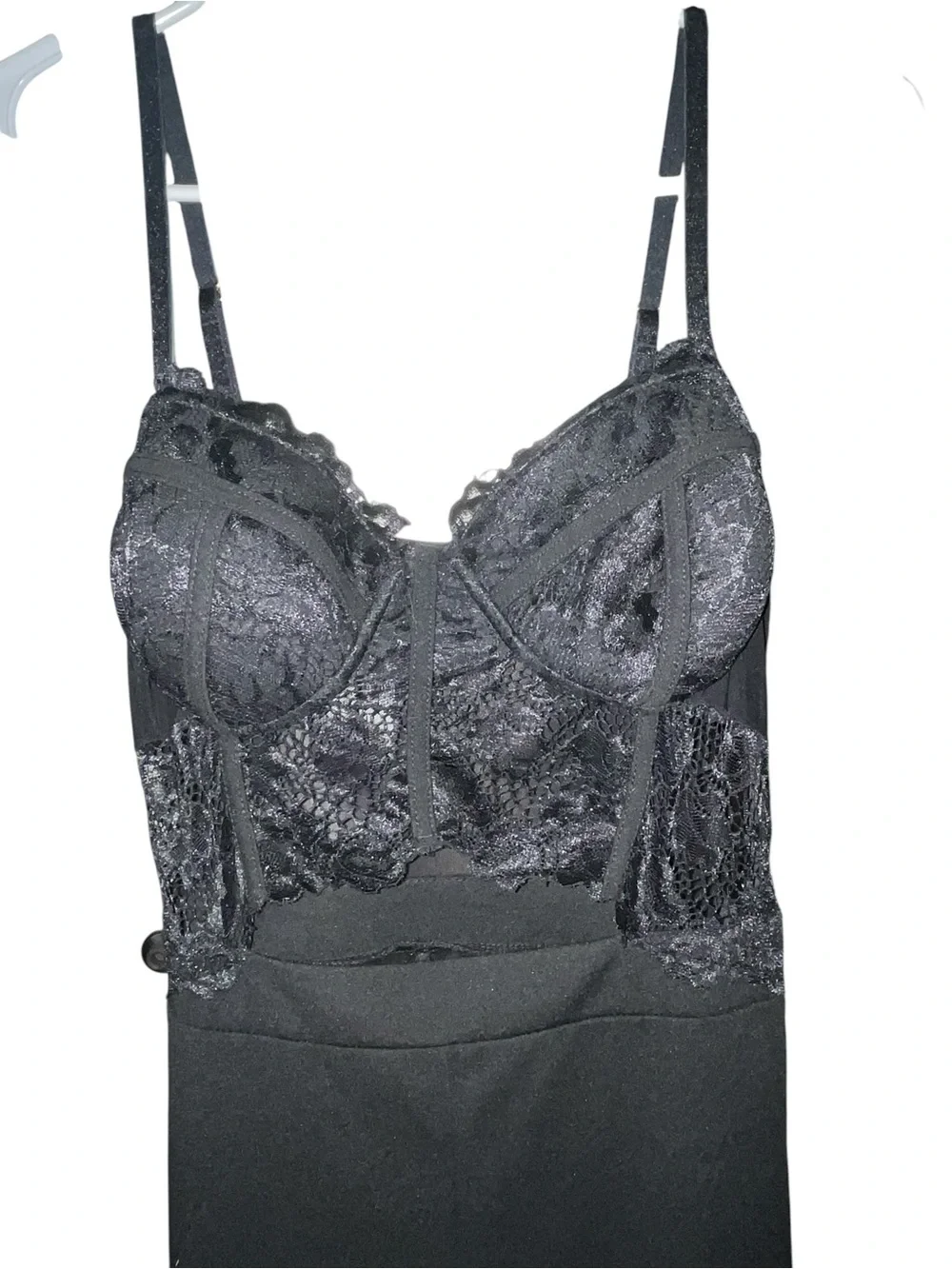 Blashe Black Lace Bodysuit Jumpsuit with Sheer lace Cup Detail. Size L - Picture 3 of 5